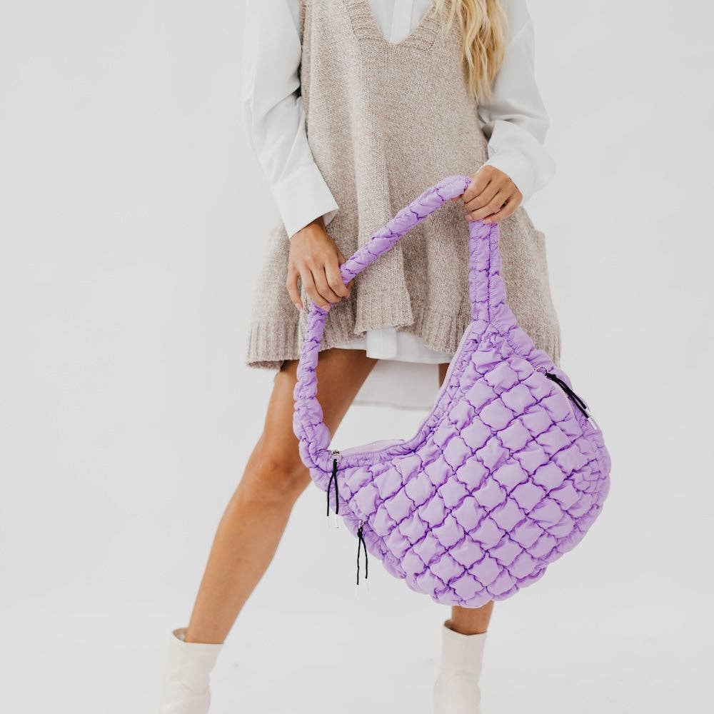 Carmen Quilted Hobo Tote Bag - Lilac Purses + Totes Pretty Simple