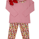 Caroline Tee - Autumn Floral Stripe Girls Tops + Tees Bisby