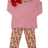 Caroline Tee - Autumn Floral Stripe Girls Tops + Tees Bisby