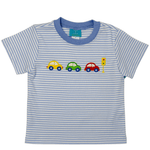 Cars Knit T-Shirt - Blue Stripe Boys Tees Claire & Charlie