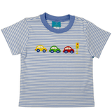 Cars Knit T-Shirt - Blue Stripe Boys Tees Claire & Charlie