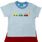 Cars Knit T-Shirt - Blue Stripe Boys Tees Claire & Charlie