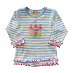Castle Lettuce Edge Tshirt - Lt. Sky/White Striped Girls Tops + Tees Luigi