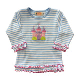 Castle Lettuce Edge Tshirt - Lt. Sky/White Striped Girls Tops + Tees Luigi