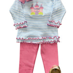 Castle Lettuce Edge Tshirt - Lt. Sky/White Striped Girls Tops + Tees Luigi
