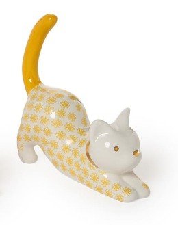Cat Ring Holder - Assorted Misc Accessories Two's Company Yellow