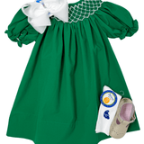 Catherine Pearl Smocked Dress - Green Girls Occasion Dresses Sweet Dreams