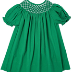 Catherine Pearl Smocked Dress - Hunter Green Boys Bubbles + Rompers Sweet Dreams