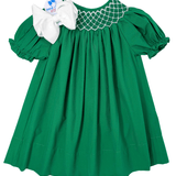 Catherine Pearl Smocked Dress - Hunter Green Boys Bubbles + Rompers Sweet Dreams