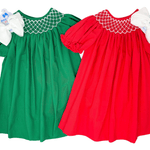 Catherine Pearl Smocked Dress - Hunter Green Boys Bubbles + Rompers Sweet Dreams