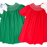 Catherine Pearl Smocked Dress - Hunter Green Boys Bubbles + Rompers Sweet Dreams