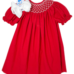 Catherine Pearl Smocked Dress - Red Girls Occasion Dresses Sweet Dreams