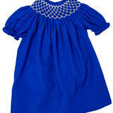 Catherine Pearl Smocked Dress - Royal Blue Girls Occasion Dresses Sweet Dreams