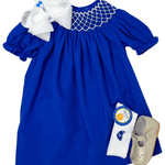 Catherine Pearl Smocked Dress - Royal Blue Girls Occasion Dresses Sweet Dreams