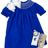 Catherine Pearl Smocked Dress - Royal Blue Girls Occasion Dresses Sweet Dreams