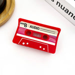 Red Cassette Tape–Inspired Retro Hair Claw Clip Hair Accessories TheDivaSoap