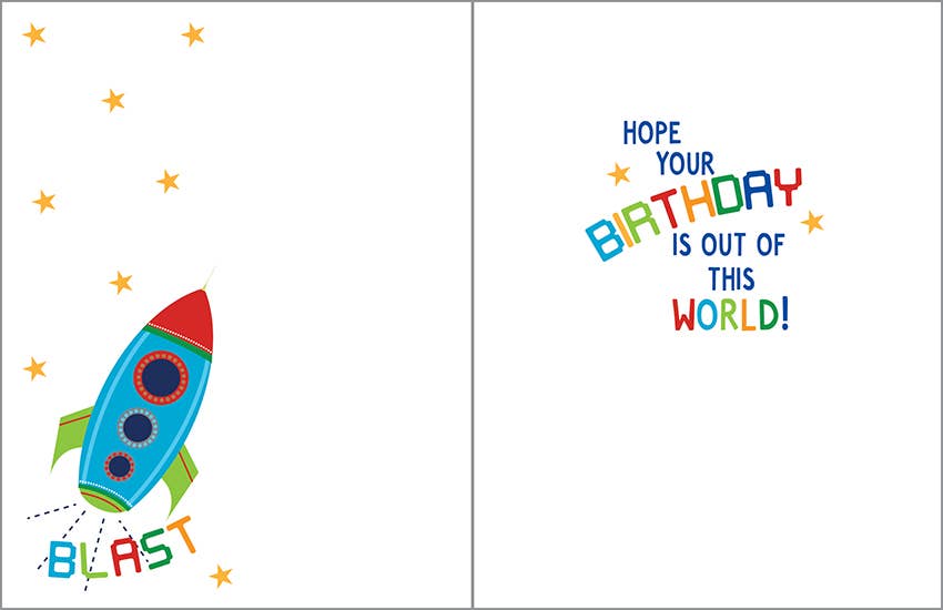 Birthday Greeting Card - Birthday Blast Off Paper Goods GINA B DESIGNS