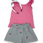 Celia Embroidered Shorts - Gray Stripe Girls Shorts Area Code 407