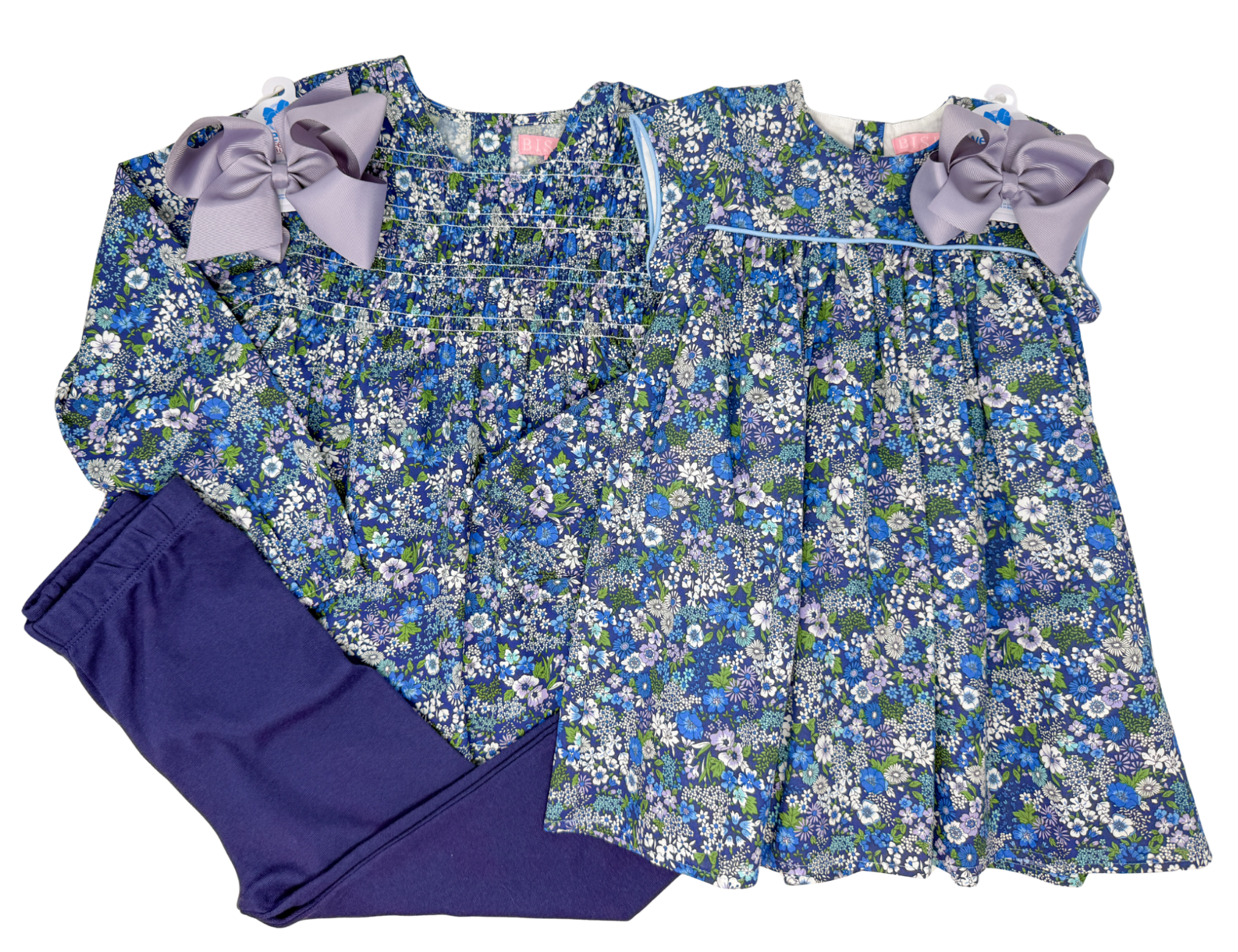 Charlotte Dress - Brookline Blossoms Blue Girls Occasion Dresses Bisby