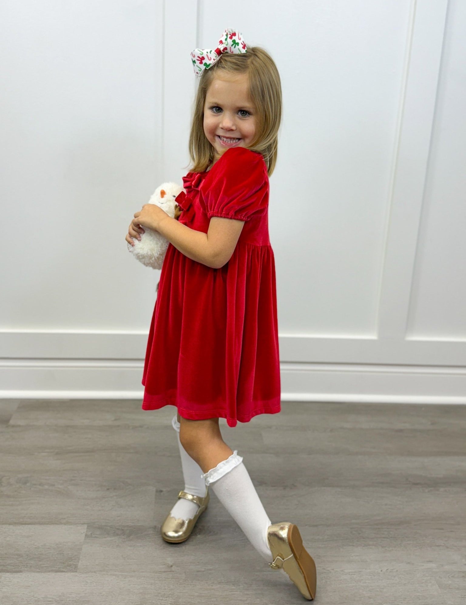 Chelsea Bow Dress - Red Girls Occasion Dresses Emma Jean