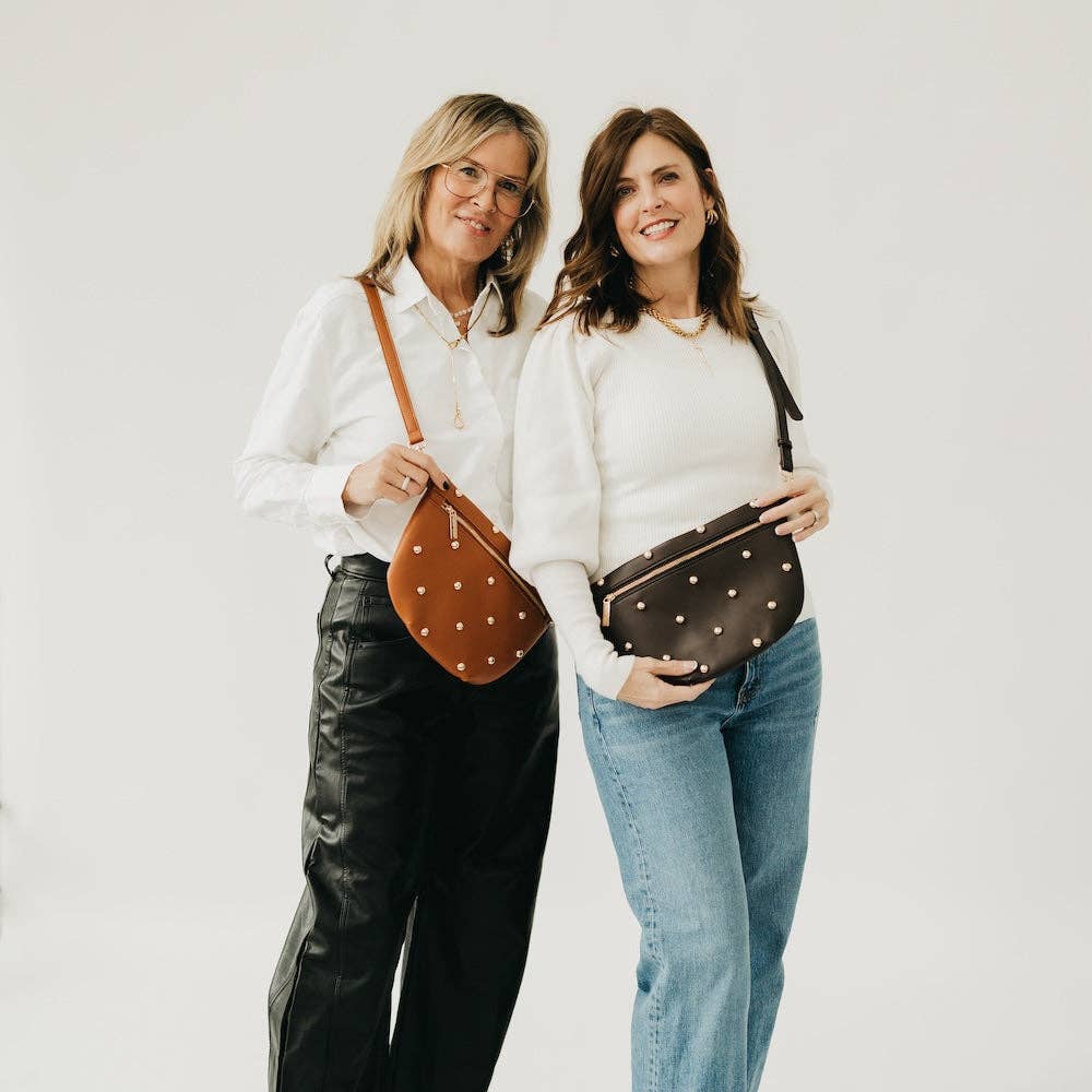 Chic Gold Studded Westlyn Bum Bag - Cream Purses + Totes Pretty Simple