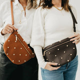 Chic Gold Studded Westlyn Bum Bag - Cream Purses + Totes Pretty Simple