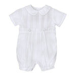 Christening Knicker with Pintucks - White Boys Bubbles + Rompers Petit Ami & Zubels