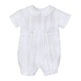 Christening Knicker with Pintucks - White Boys Bubbles + Rompers Petit Ami & Zubels