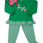 Christmas Lights Ruffle Pant Set Girls Sets Three Sisters