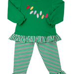 Christmas Lights Ruffle Pant Set Girls Sets Three Sisters