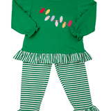 Christmas Lights Ruffle Pant Set Girls Sets Three Sisters