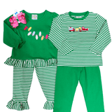 Christmas Lights Ruffle Pant Set Girls Sets Three Sisters