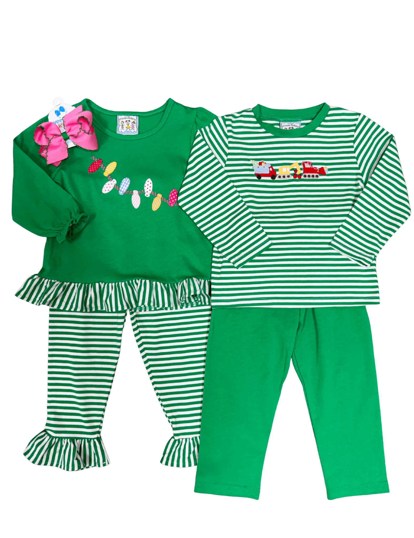 Christmas Lights Ruffle Pant Set Girls Sets Three Sisters