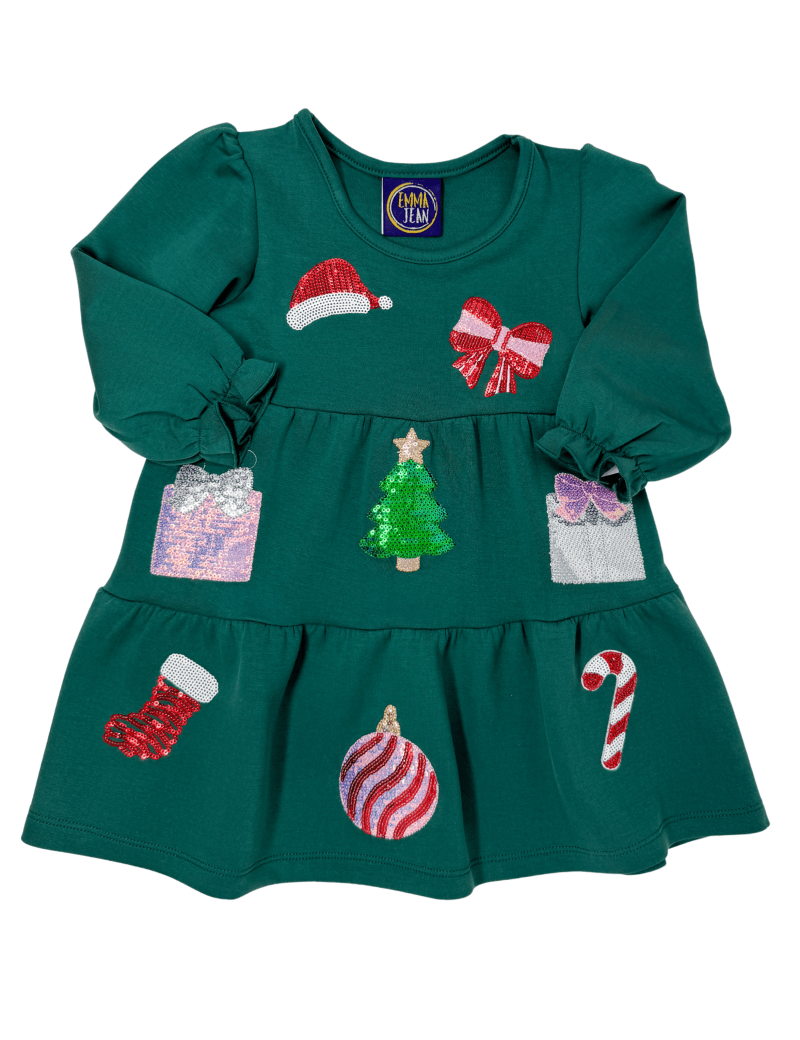 Christmas Time Sparkle Applique Dress Girls Play Dresses Emma Jean