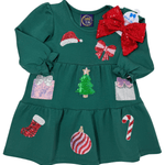 Christmas Time Sparkle Applique Dress Girls Play Dresses Emma Jean