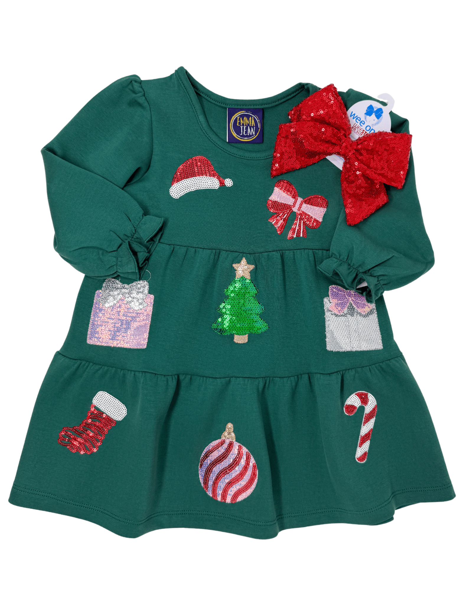 Christmas Time Sparkle Applique Dress Girls Play Dresses Emma Jean