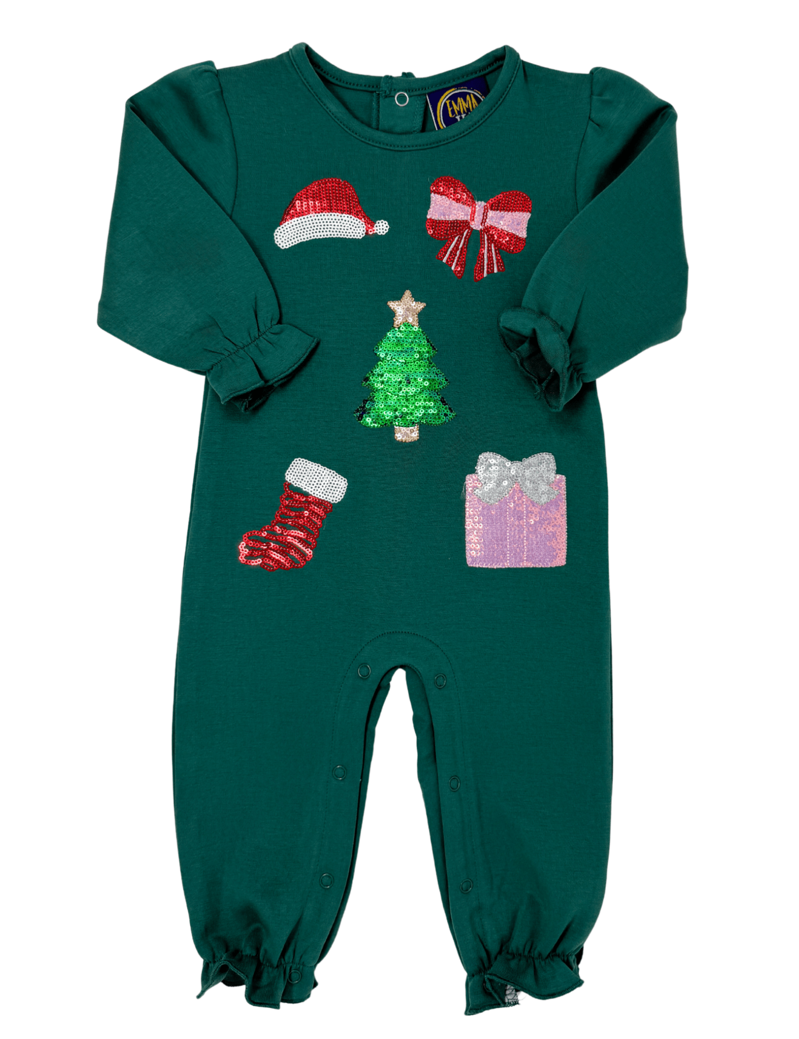 Christmas Time Sparkle Romper Girls Bubbles + Rompers Emma Jean