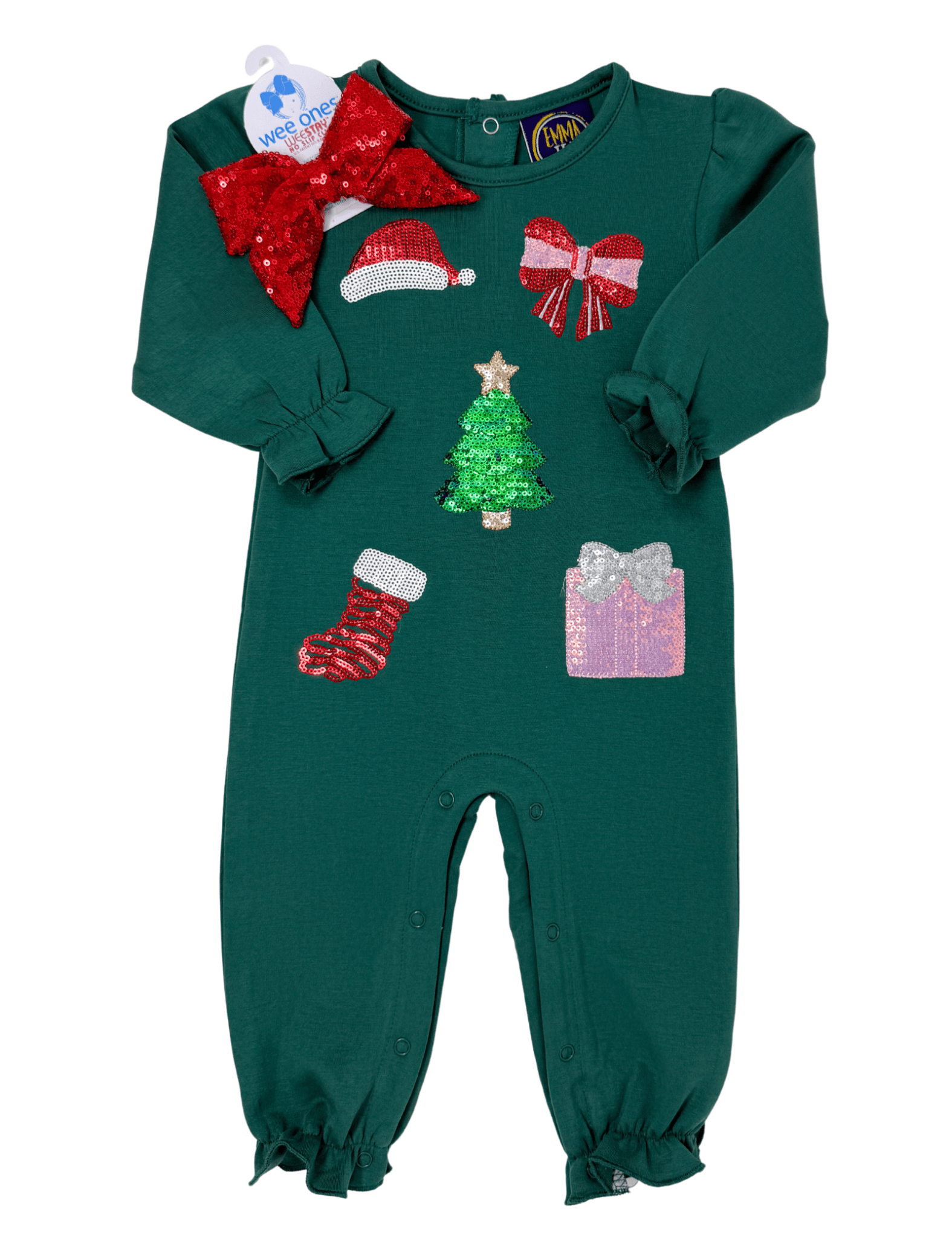 Christmas Time Sparkle Romper Girls Bubbles + Rompers Emma Jean