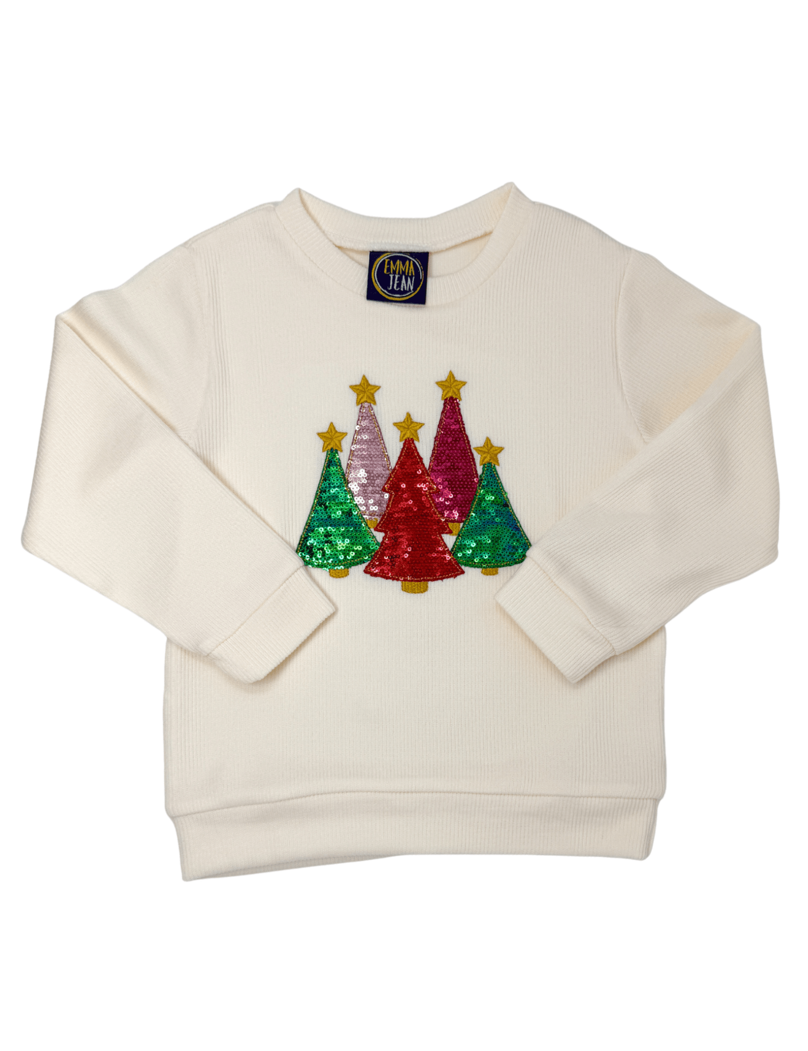 Christmas Tree Sparkle Applique Sweater Girls Sweaters + Sweatshirts Emma Jean