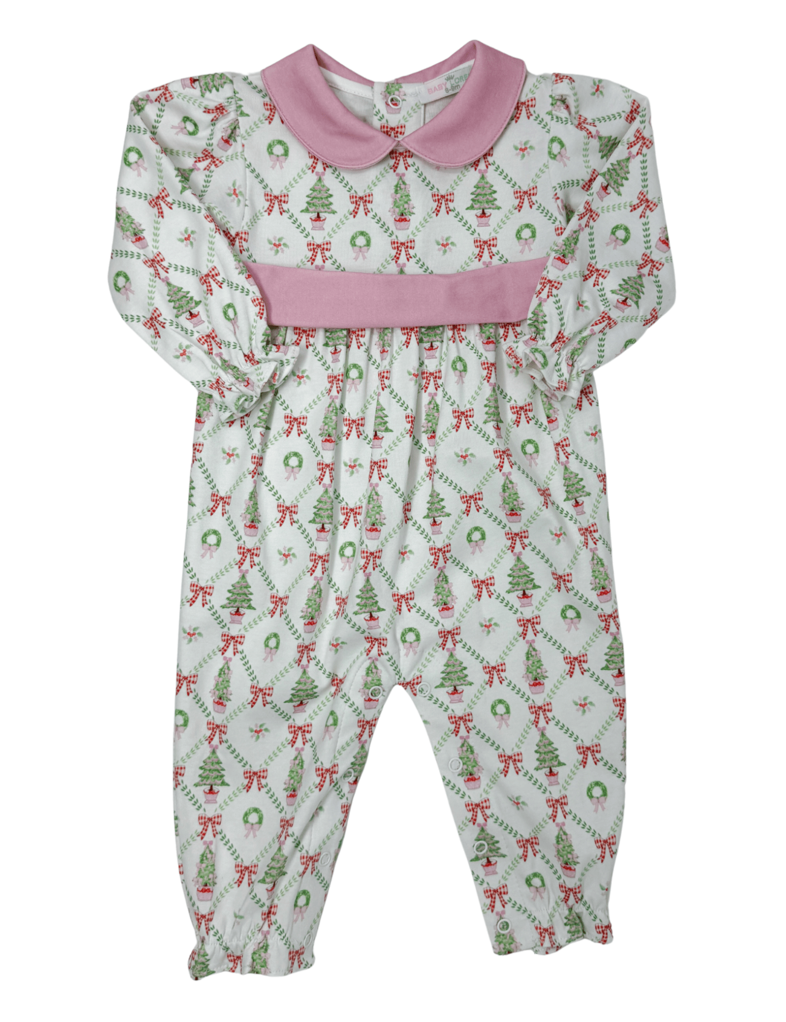 Christmas Trees Pima Scallop Collar Romper Girls Bubbles + Rompers Baby Loren