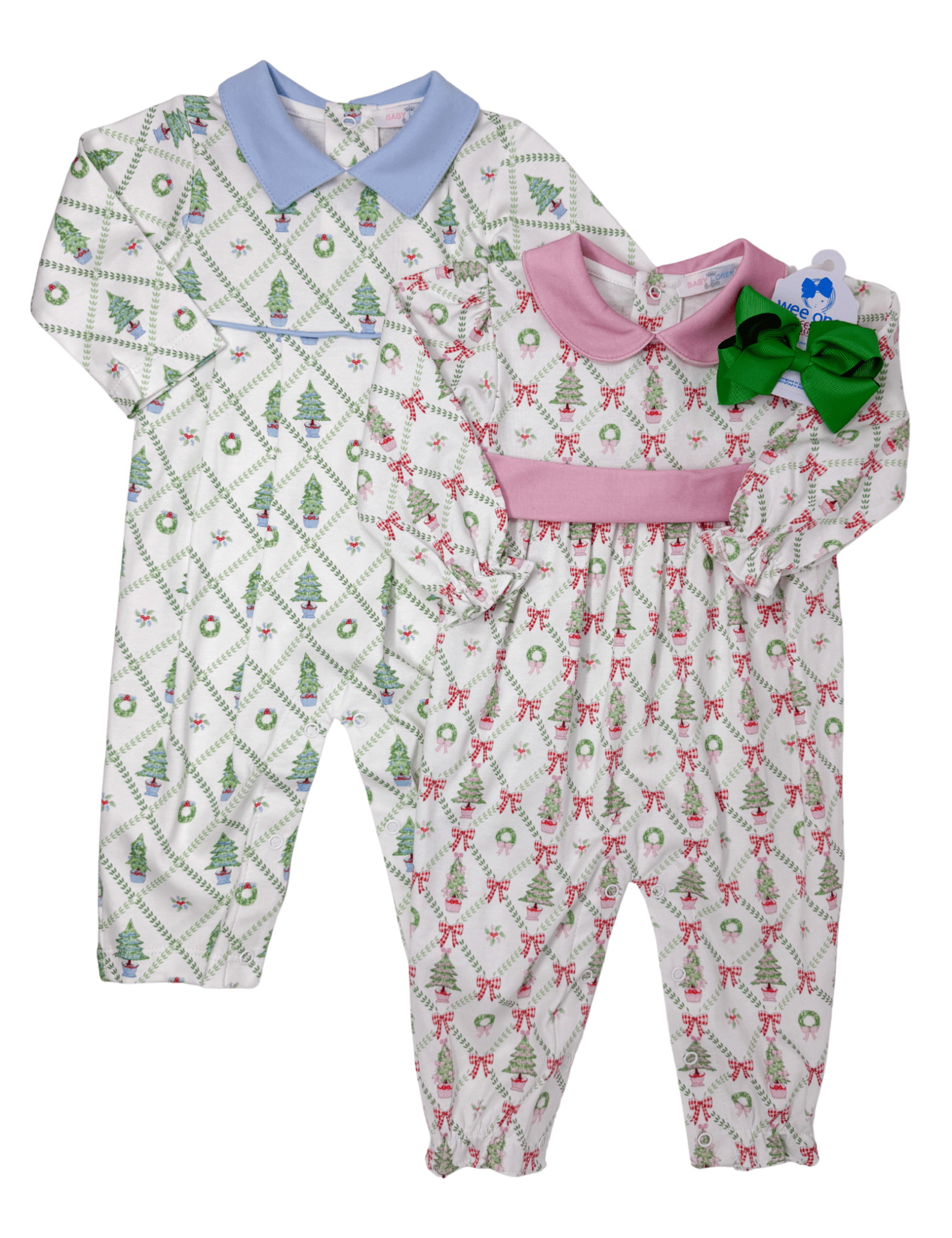 Christmas Trees Pima Scallop Collar Romper Girls Bubbles + Rompers Baby Loren