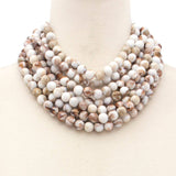 Chunky Beaded Layered Magnetic Necklace - Black Necklaces anbfashion