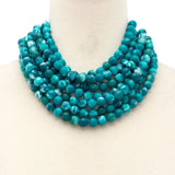 Chunky Beaded Layered Magnetic Necklace - Dk. Turquoise Necklaces ANB Fashion