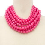 Chunky Beaded Layered Magnetic Necklace - Fuschia Necklaces ANB Fashion