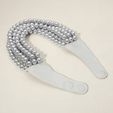Chunky Beaded Layered Magnetic Necklace - Silver Necklaces anbfashion