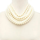 Chunky Beaded Layered Magnetic Necklace - Silver Necklaces anbfashion