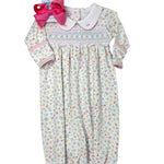 Clara's Classics Smocked Collared Gathered Gown Baby Sleepwear Magnolia Baby
