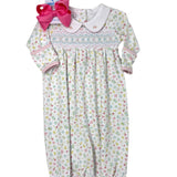 Clara's Classics Smocked Collared Gathered Gown Baby Sleepwear Magnolia Baby
