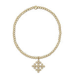 Classic Gold 2.5mm Bead Bracelet - Classic Beaded Signature Cross Encompass Gold Charm Bracelets enewton