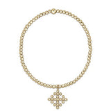 Classic Gold 2.5mm Bead Bracelet - Classic Beaded Signature Cross Encompass Gold Charm Bracelets enewton